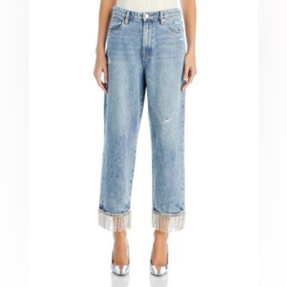 Fringe Hem Light Blue Jeans NWT